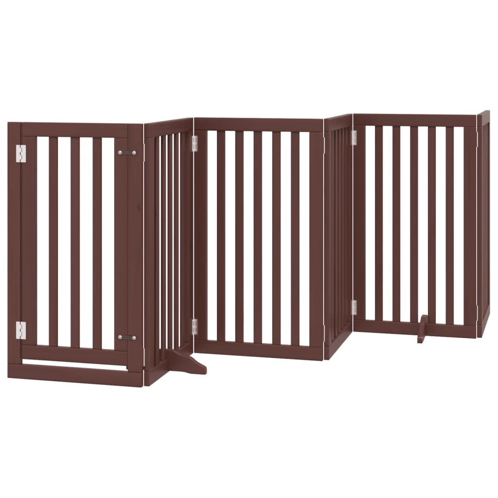 vidaXL Puerta de perros plegable 12 paneles madera álamo marrón 600 cm