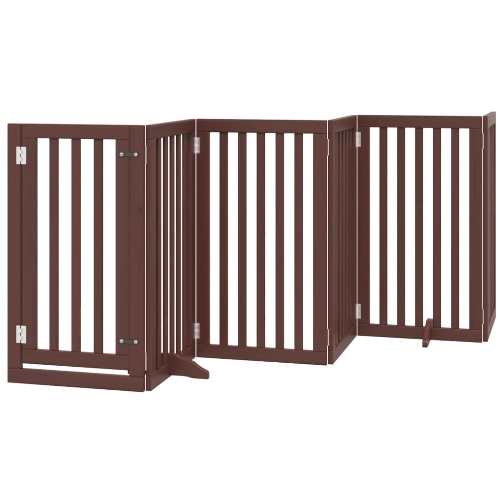 vidaXL Puerta de perros plegable 15 paneles madera álamo marrón 750 cm