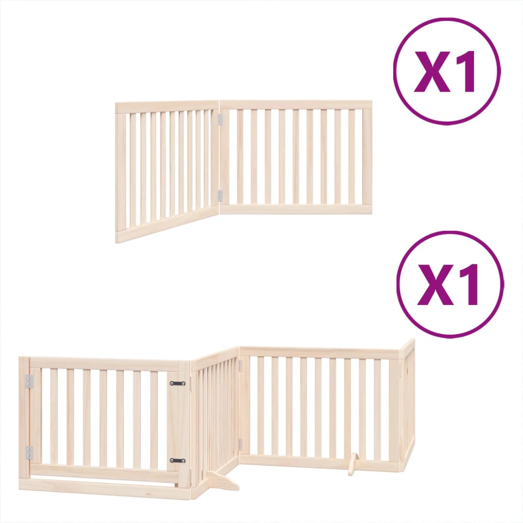 vidaXL Puerta para perros plegable 6 paneles madera de álamo 480 cm