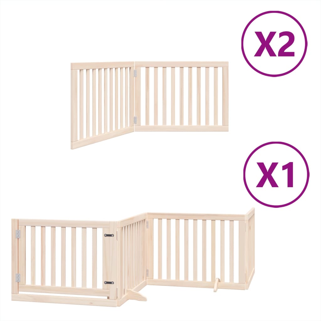 vidaXL Puerta para perros plegable 8 paneles madera de álamo 640 cm