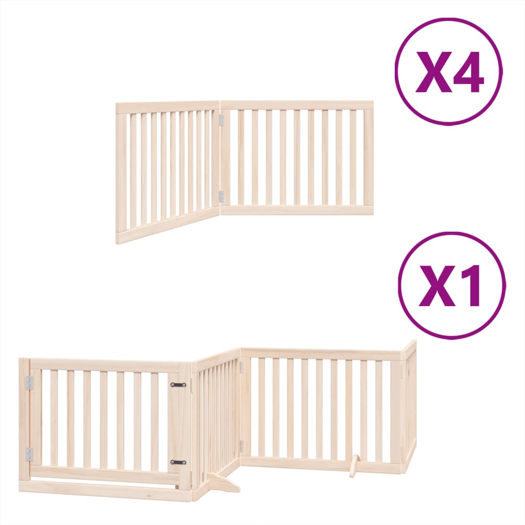 vidaXL Puerta para perros plegable 12 paneles madera de álamo 960 cm