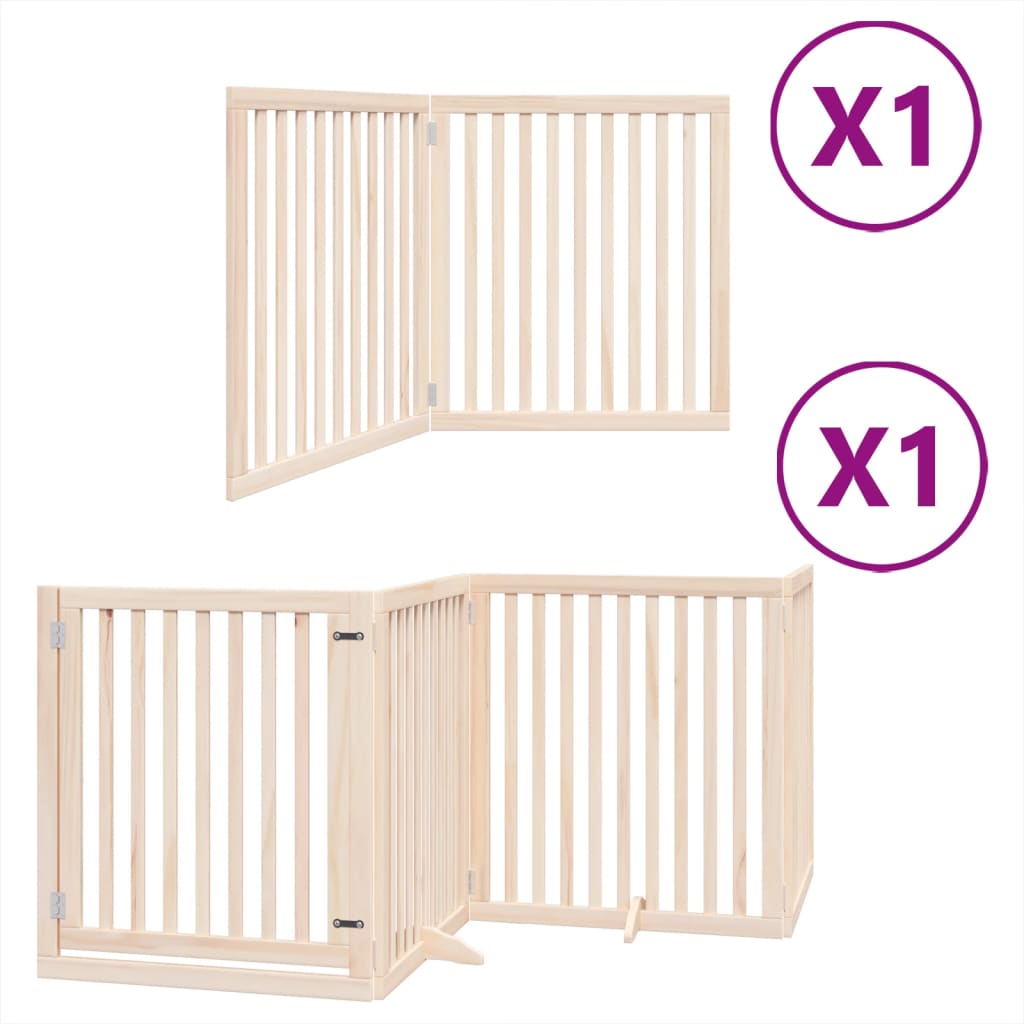 vidaXL Puerta para perros plegable 6 paneles madera de álamo 480 cm