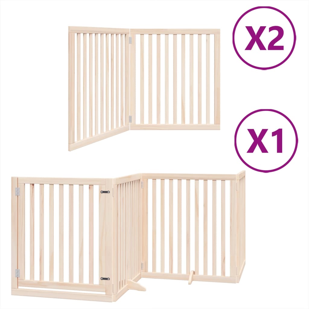 vidaXL Puerta para perros plegable 8 paneles madera de álamo 640 cm