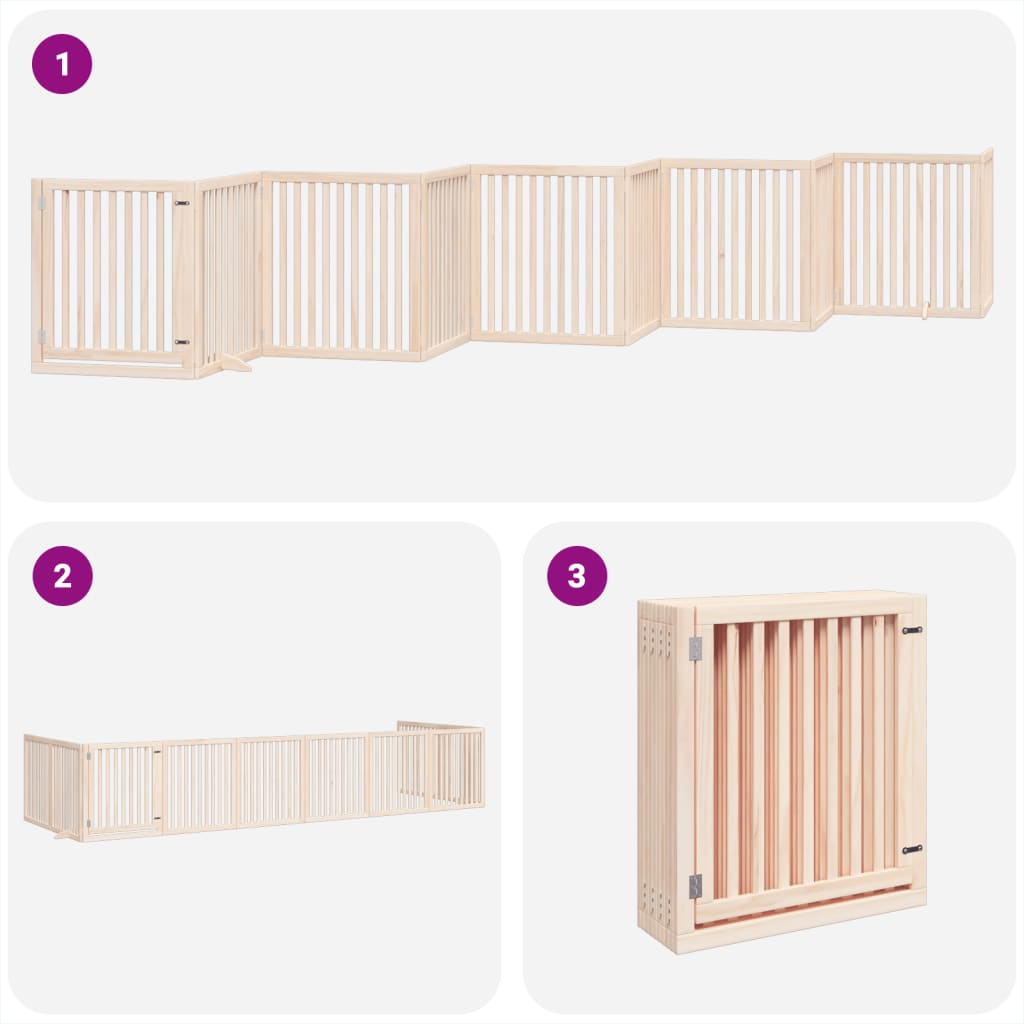 vidaXL Puerta para perros plegable 10 paneles madera de álamo 800 cm