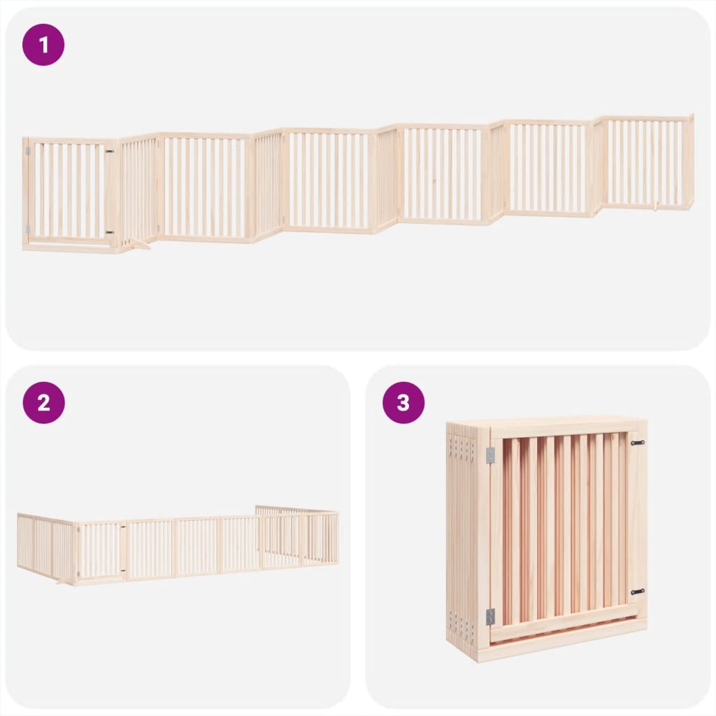 vidaXL Puerta para perros plegable 12 paneles madera de álamo 960 cm