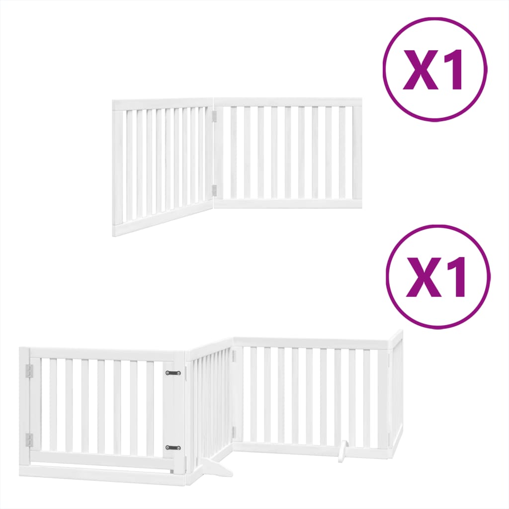 vidaXL Puerta de perros plegable 6 paneles madera álamo blanca 480 cm