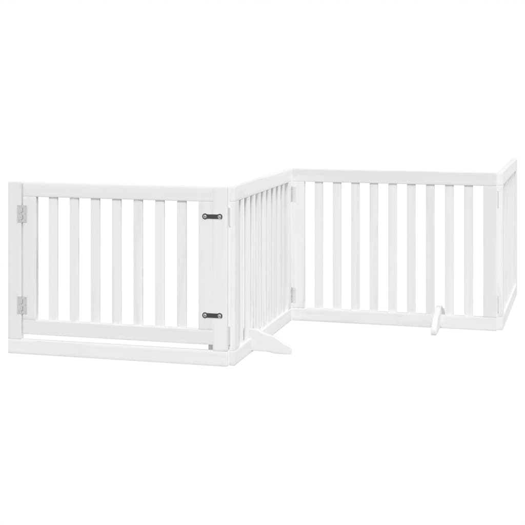 vidaXL Puerta de perros plegable 6 paneles madera álamo blanca 480 cm