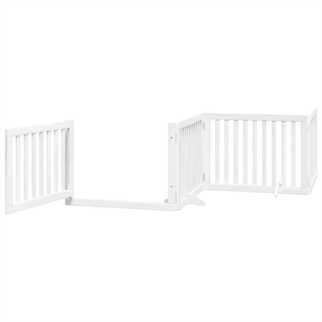 vidaXL Puerta de perros plegable 6 paneles madera álamo blanca 480 cm