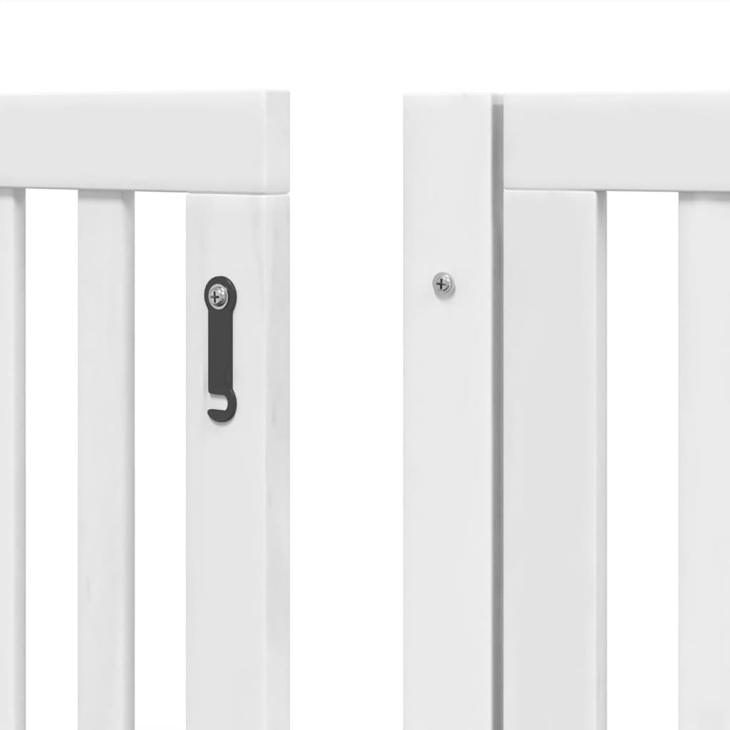 vidaXL Puerta de perros plegable 6 paneles madera álamo blanca 480 cm