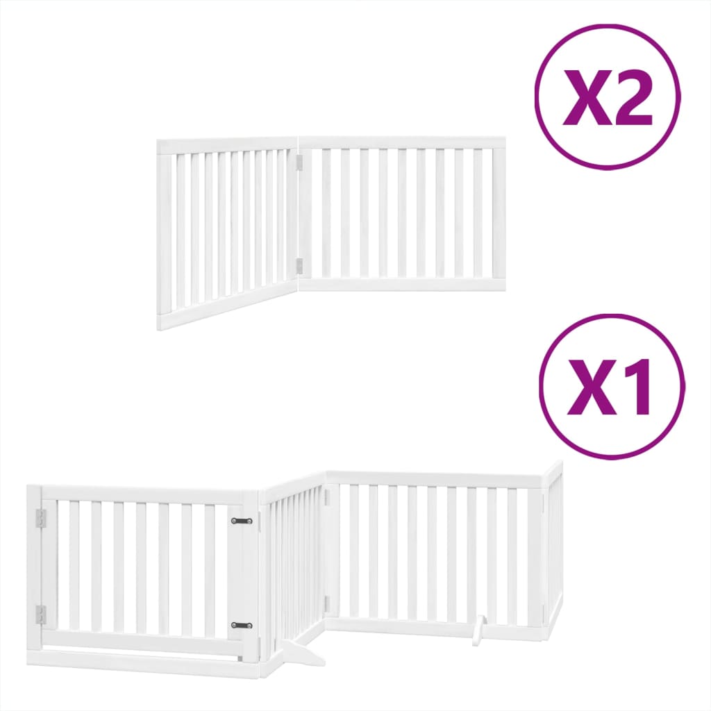 vidaXL Puerta de perros plegable 8 paneles madera álamo blanca 640 cm