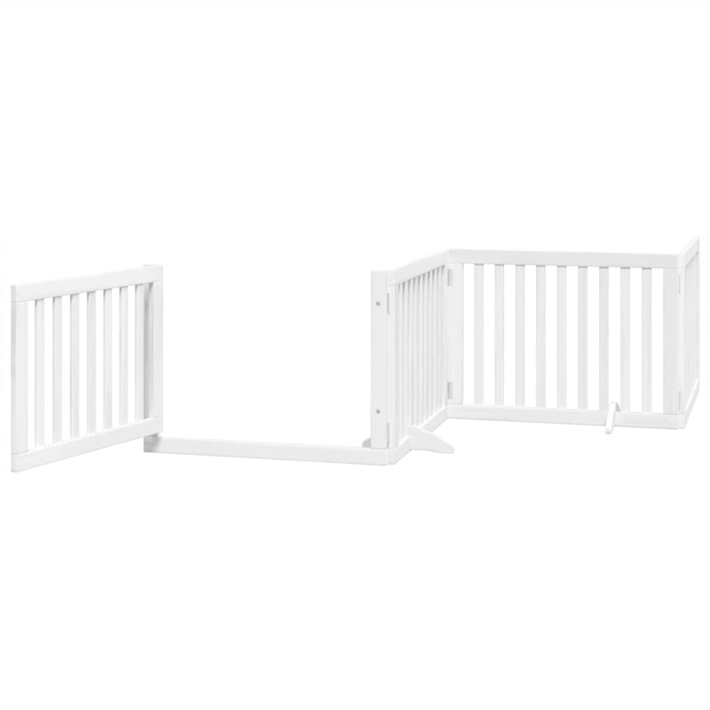 vidaXL Puerta de perros plegable 8 paneles madera álamo blanca 640 cm