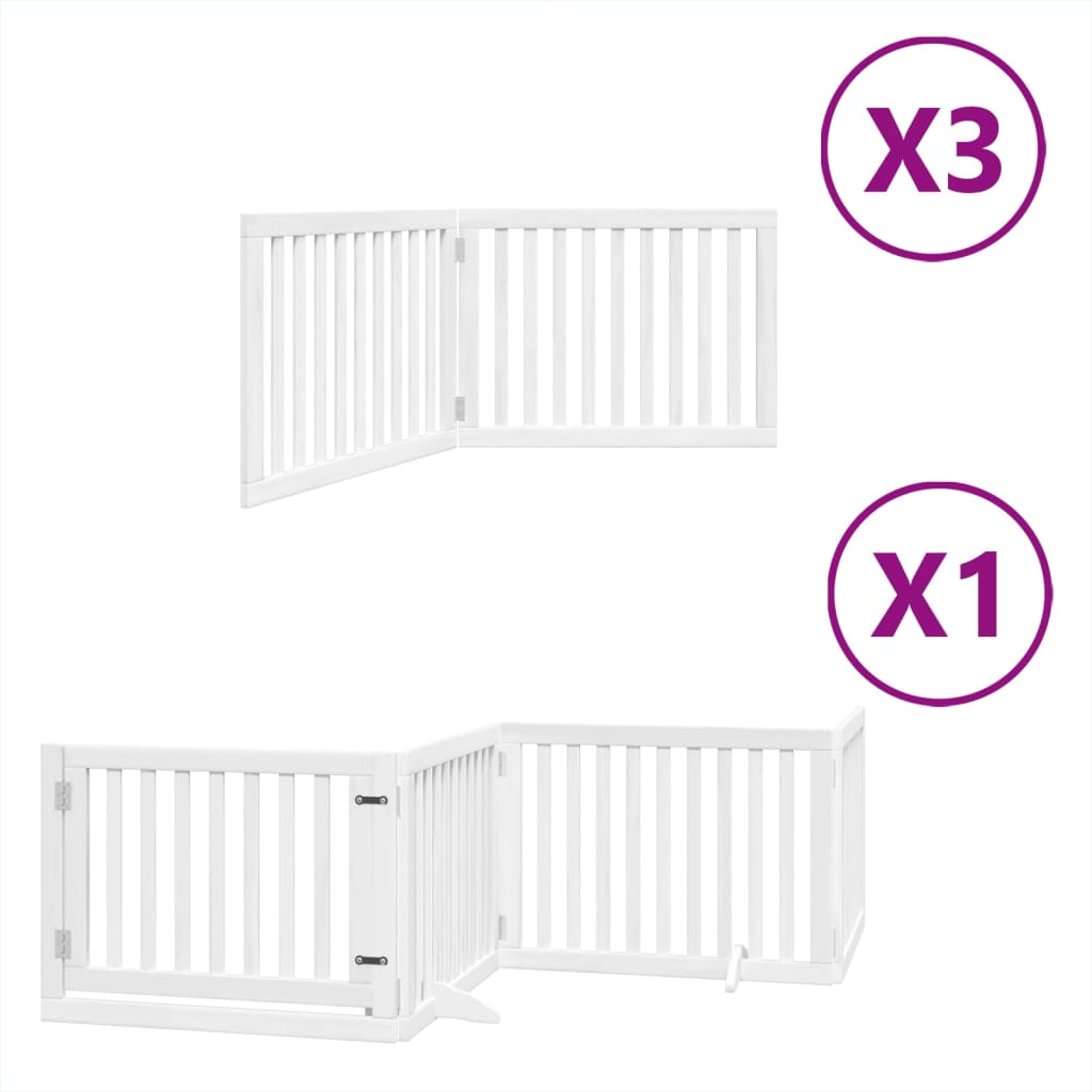 vidaXL Puerta de perros plegable 10 paneles madera álamo blanca 800 cm