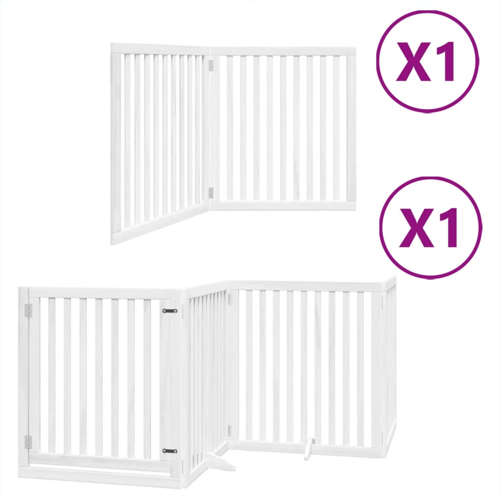 vidaXL Puerta de perros plegable 6 paneles madera álamo blanca 480 cm