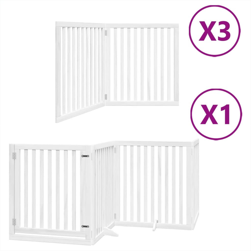 vidaXL Puerta de perros plegable 10 paneles madera álamo blanca 800 cm