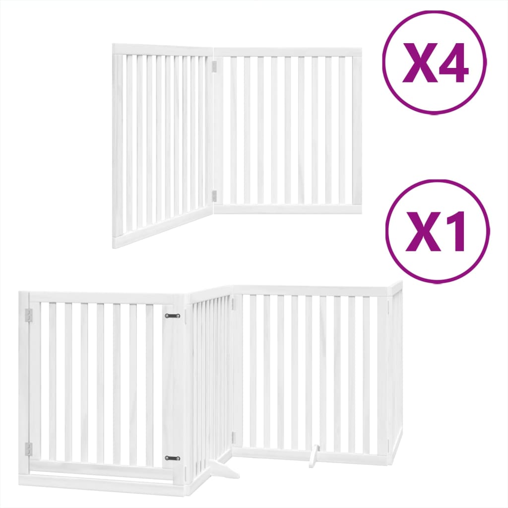 vidaXL Puerta de perros plegable 12 paneles madera álamo blanca 960 cm