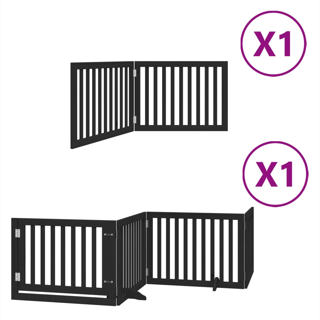 vidaXL Puerta para perros plegable 6 paneles madera álamo negra 480 cm