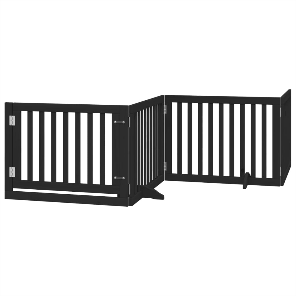 vidaXL Puerta para perros plegable 6 paneles madera álamo negra 480 cm