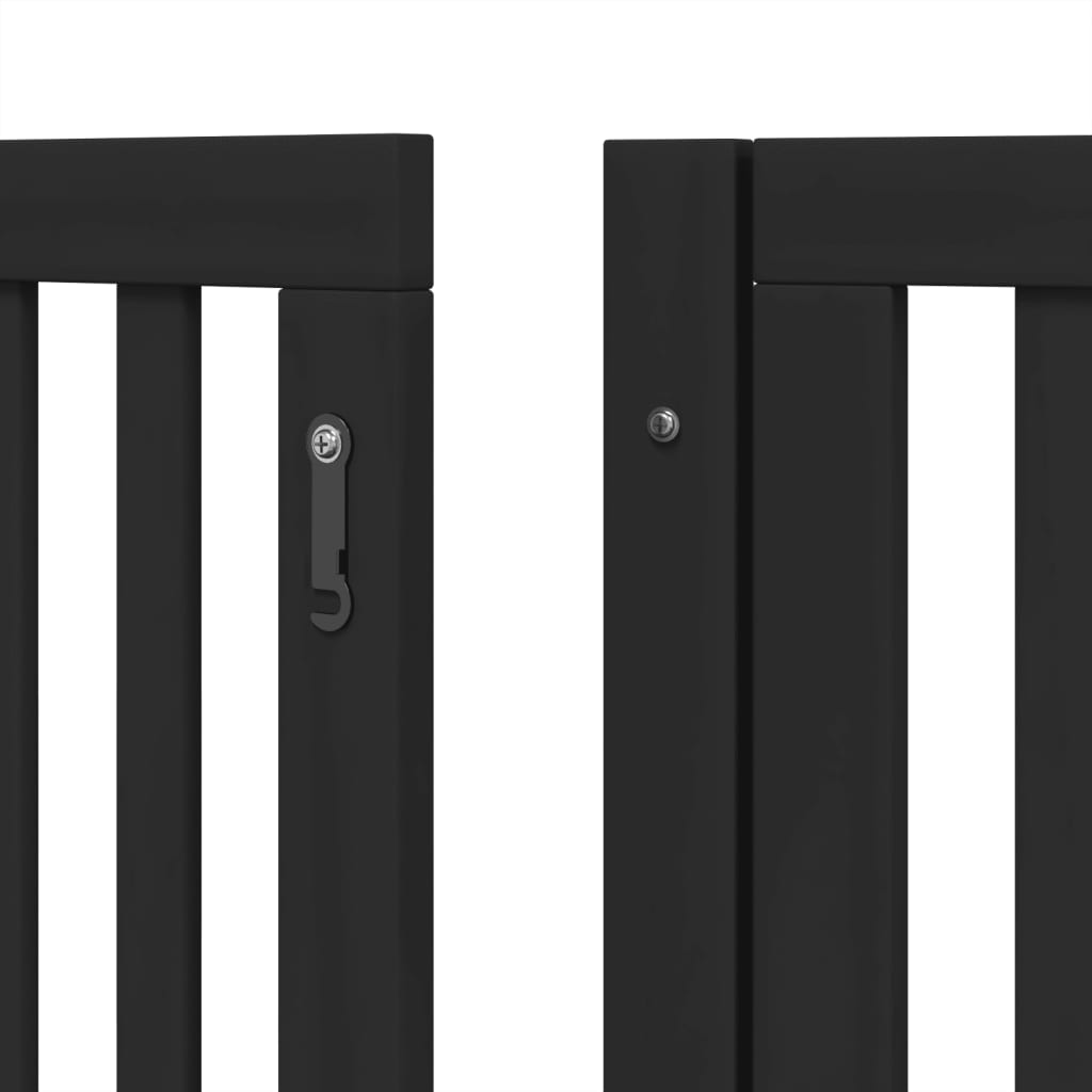 vidaXL Puerta para perros plegable 6 paneles madera álamo negra 480 cm