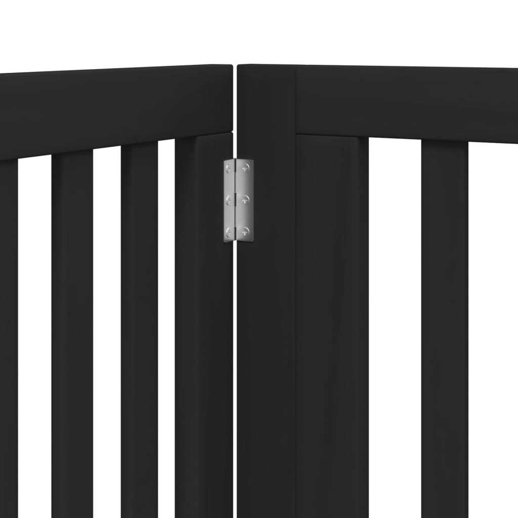 vidaXL Puerta de perros plegable 8 paneles madera álamo negra 640 cm