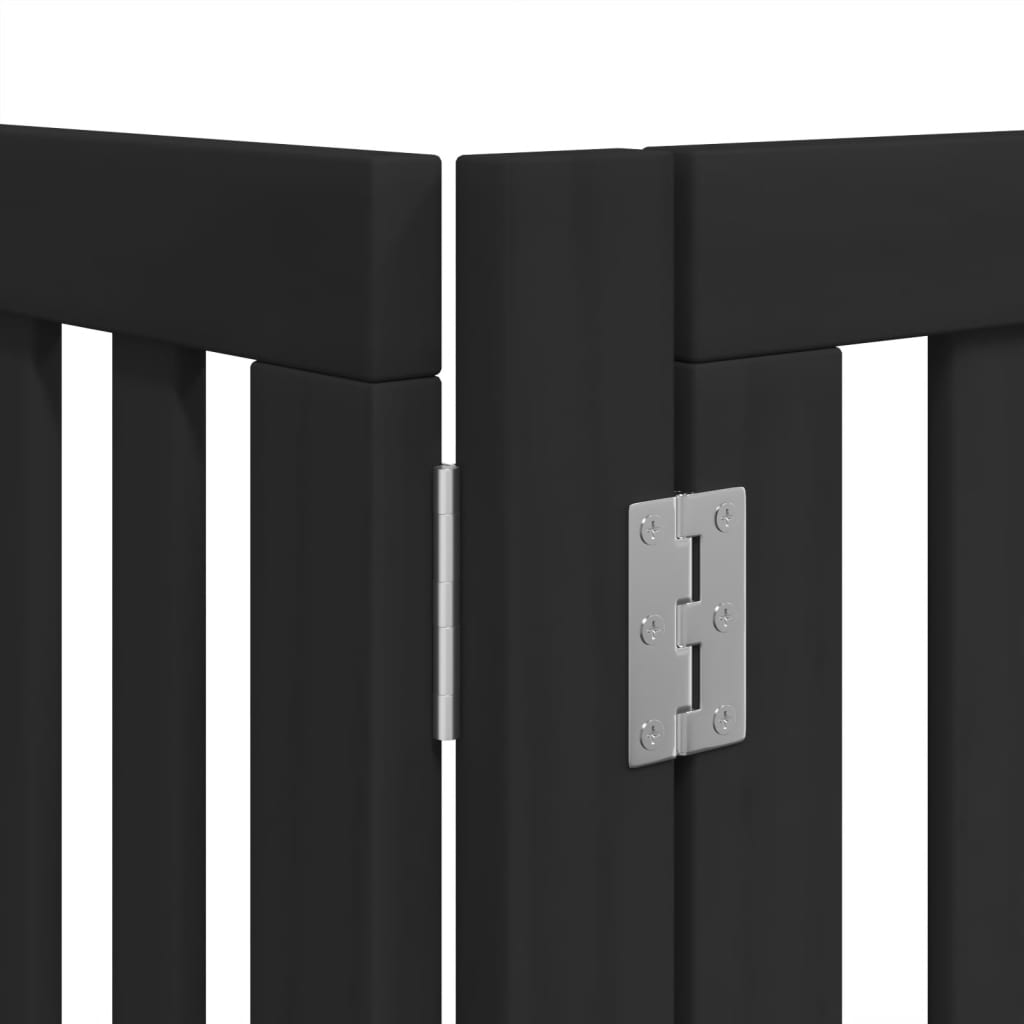 vidaXL Puerta de perros plegable 8 paneles madera álamo negra 640 cm