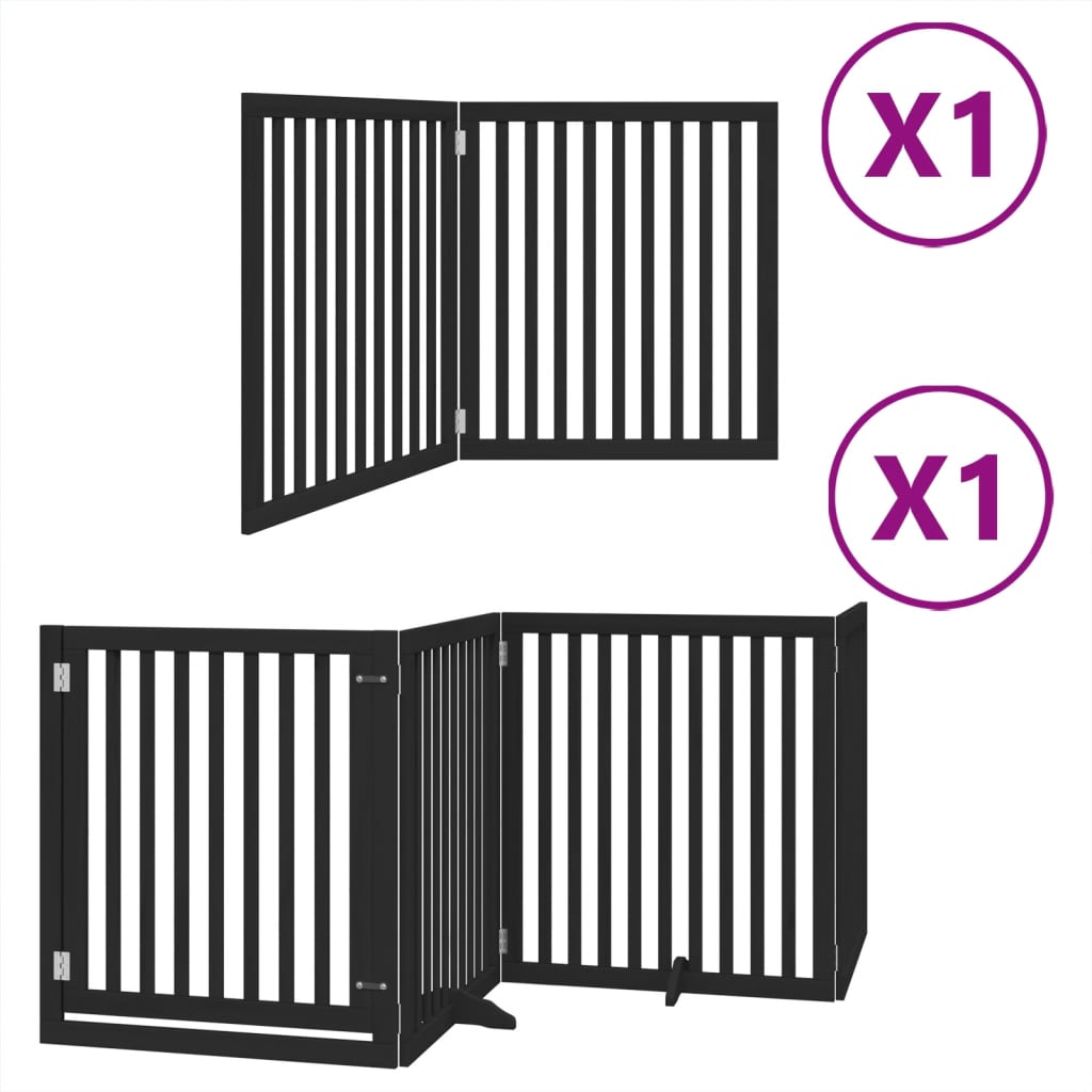 vidaXL Puerta para perros plegable 6 paneles madera álamo negra 480 cm