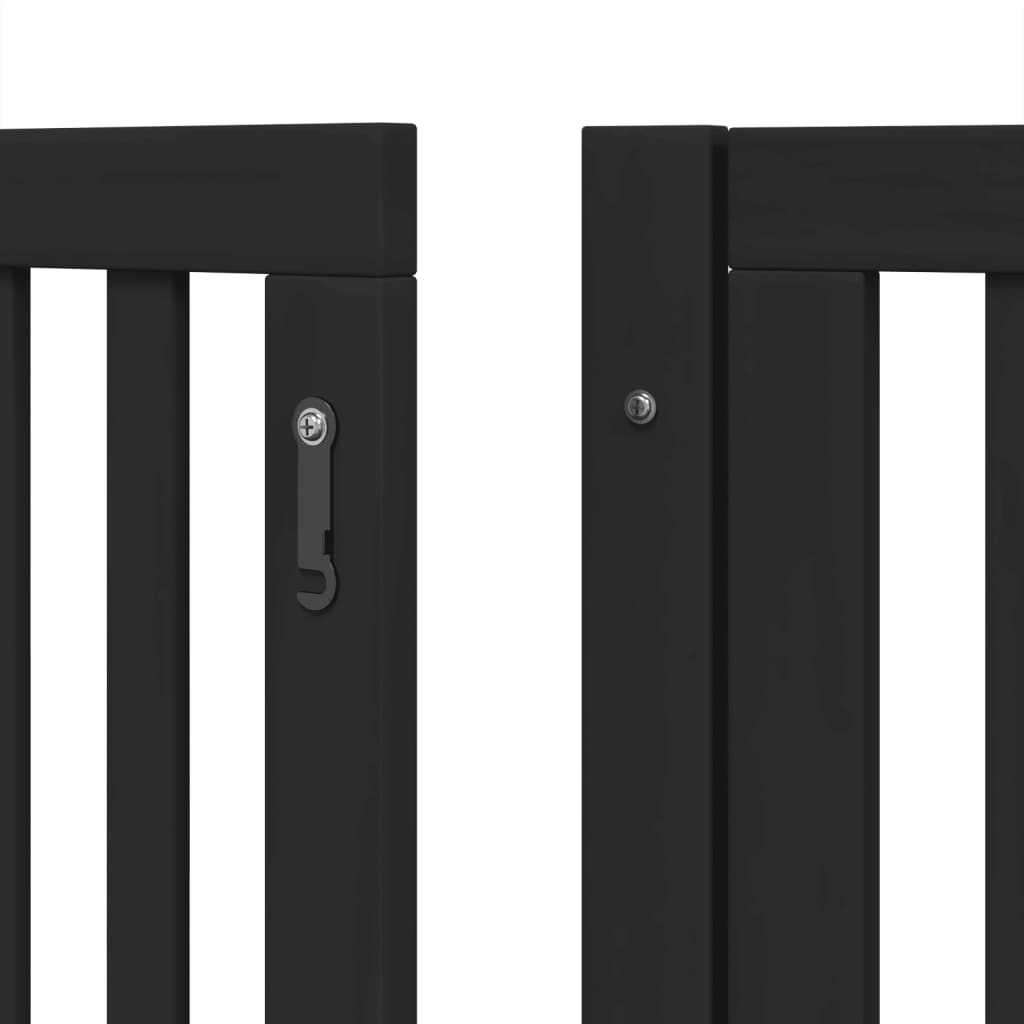 vidaXL Puerta para perros plegable 6 paneles madera álamo negra 480 cm