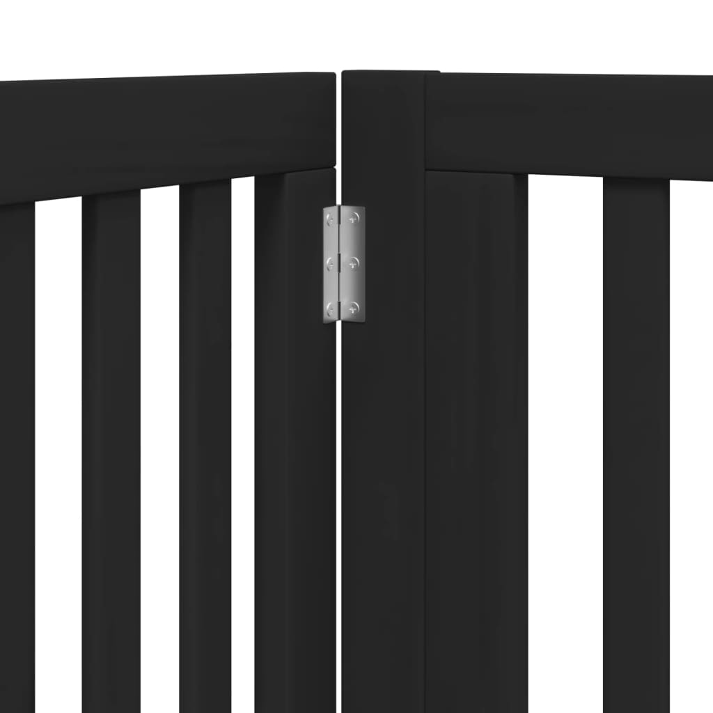 vidaXL Puerta de perros plegable 8 paneles madera álamo negra 640 cm