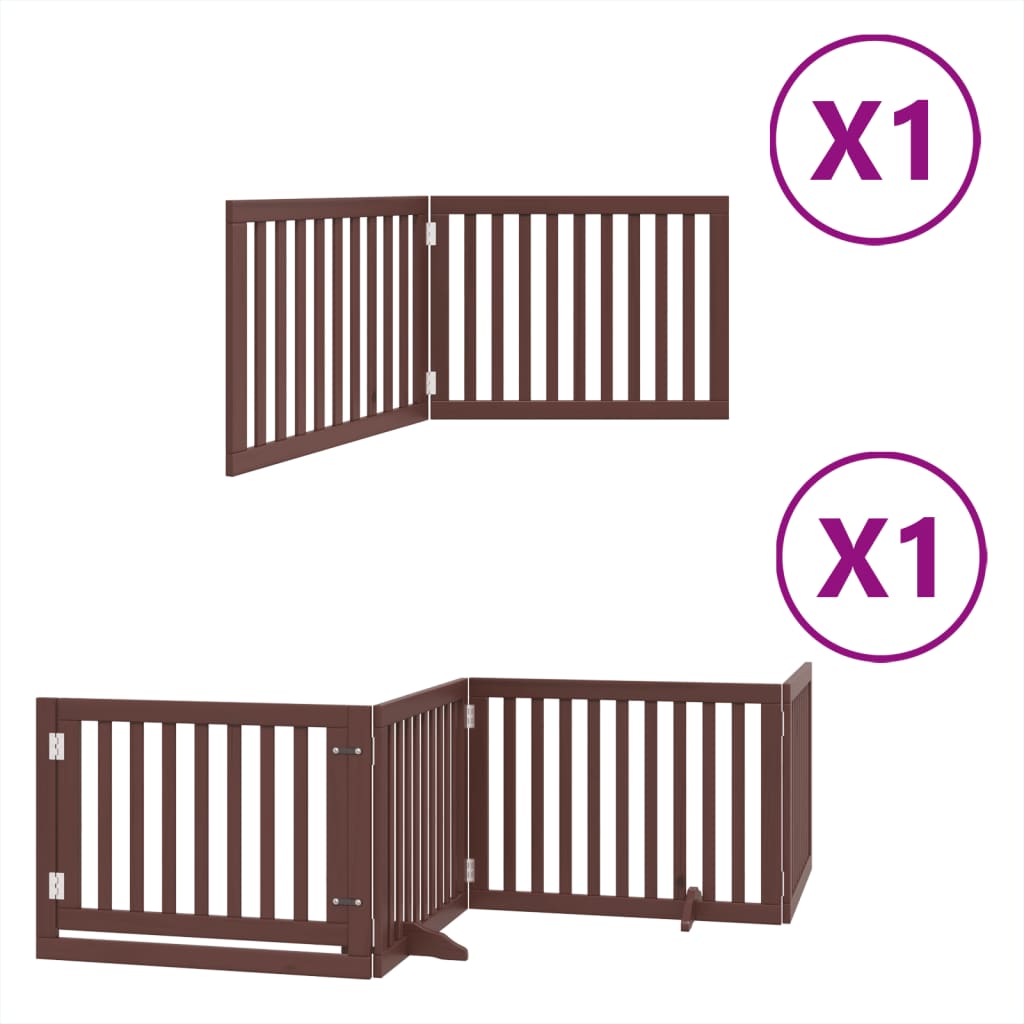 vidaXL Puerta de perros plegable 6 paneles madera álamo marrón 480 cm