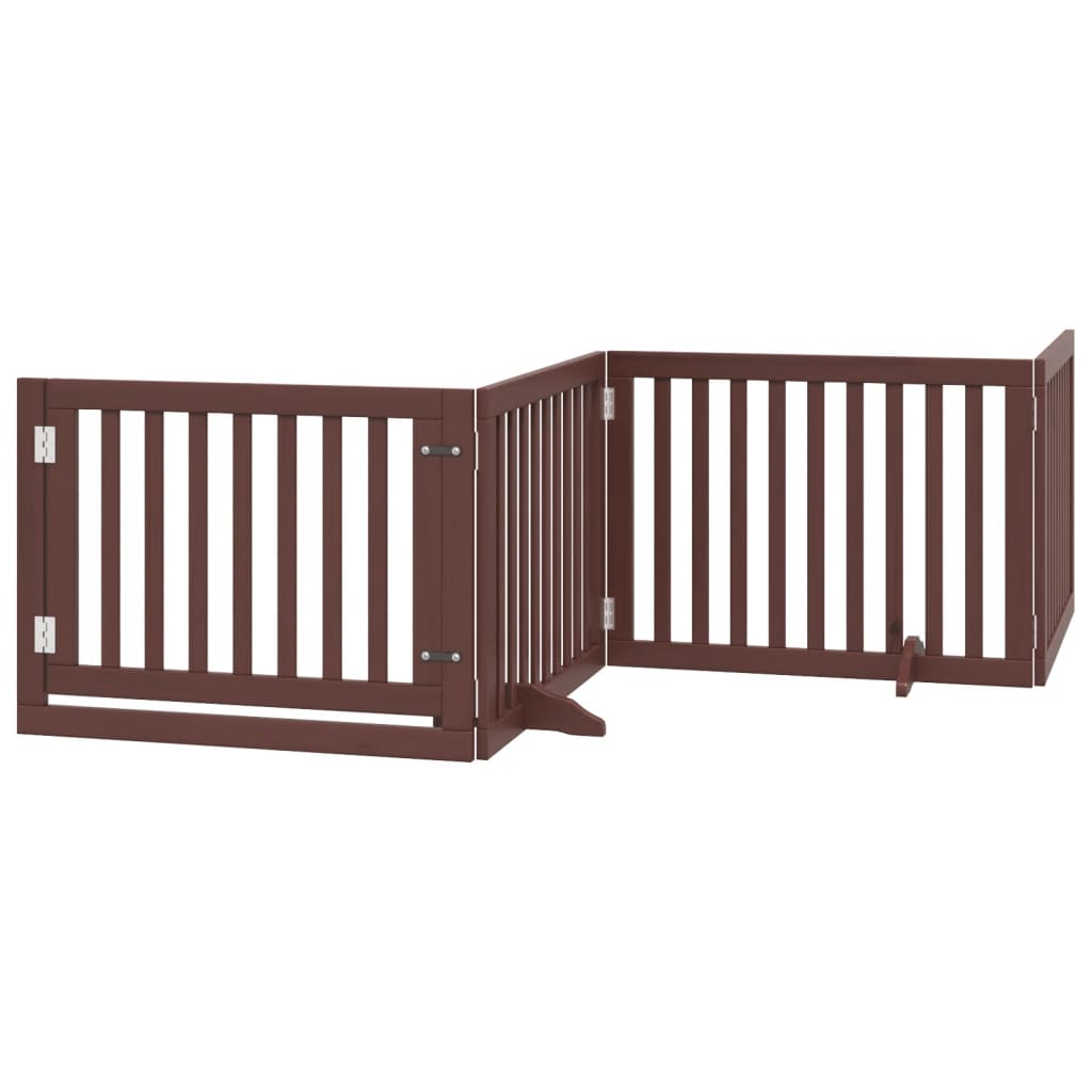 vidaXL Puerta de perros plegable 6 paneles madera álamo marrón 480 cm