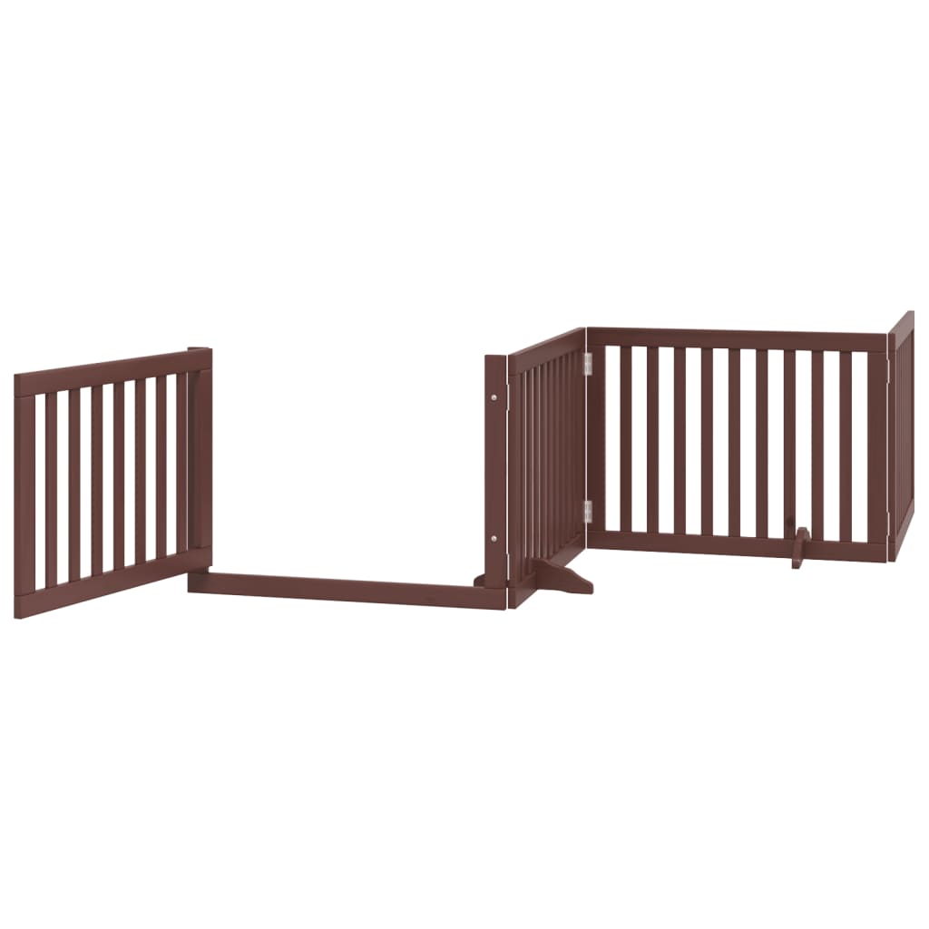 vidaXL Puerta de perros plegable 6 paneles madera álamo marrón 480 cm