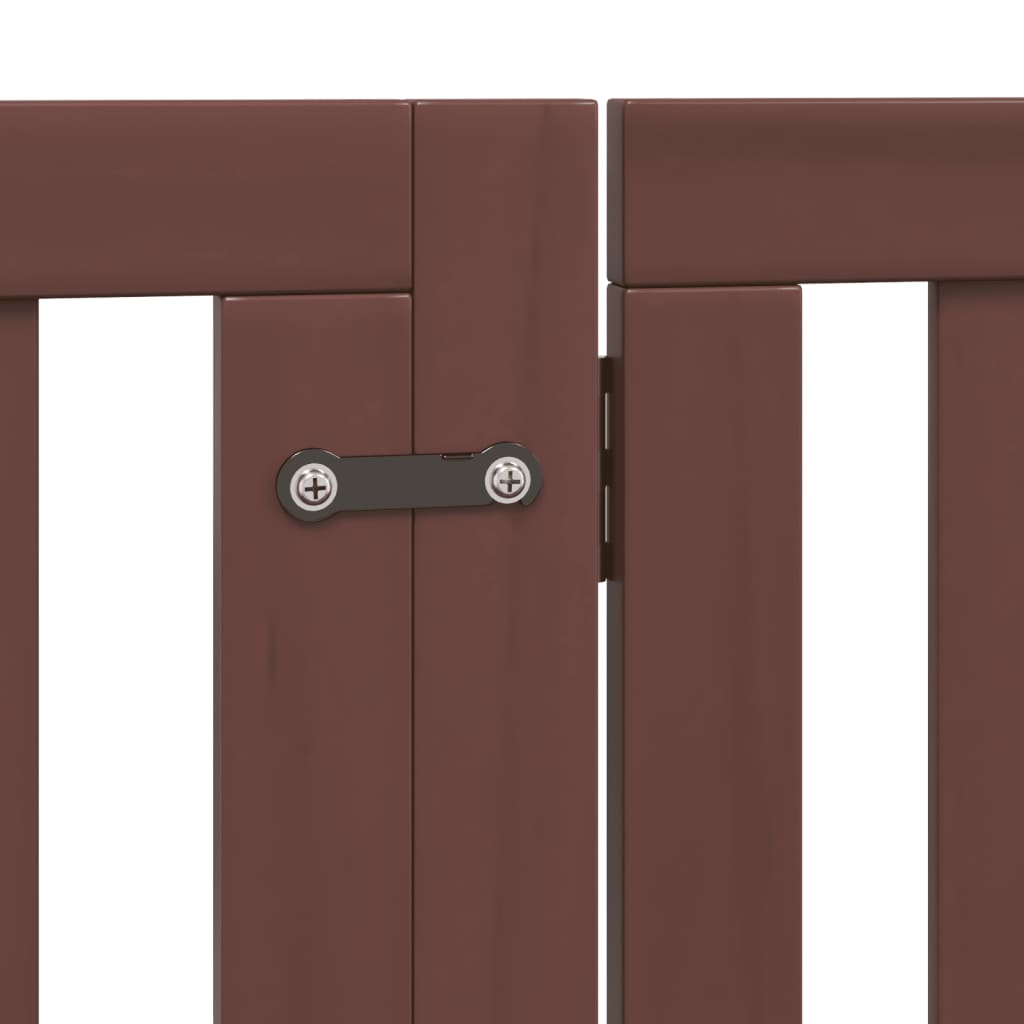 vidaXL Puerta de perros plegable 6 paneles madera álamo marrón 480 cm