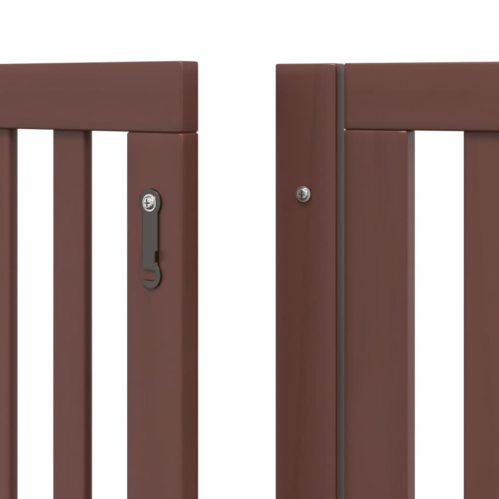 vidaXL Puerta de perros plegable 6 paneles madera álamo marrón 480 cm