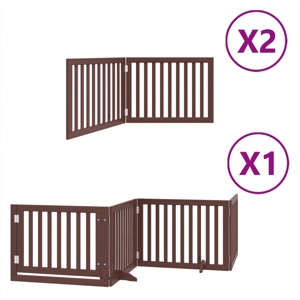 vidaXL Puerta de perros plegable 8 paneles madera álamo marrón 640 cm