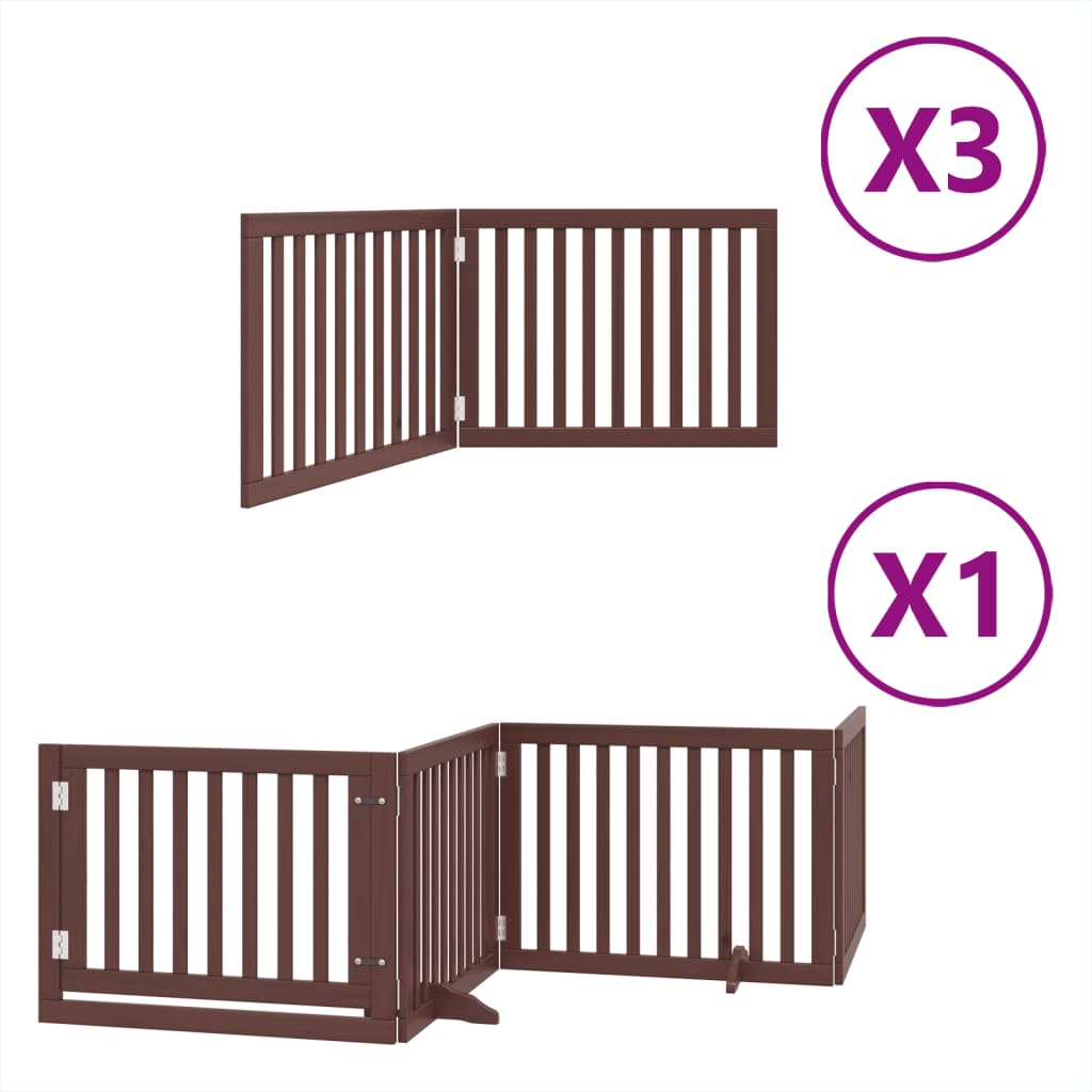 vidaXL Puerta de perros plegable 10 paneles madera álamo marrón 800 cm