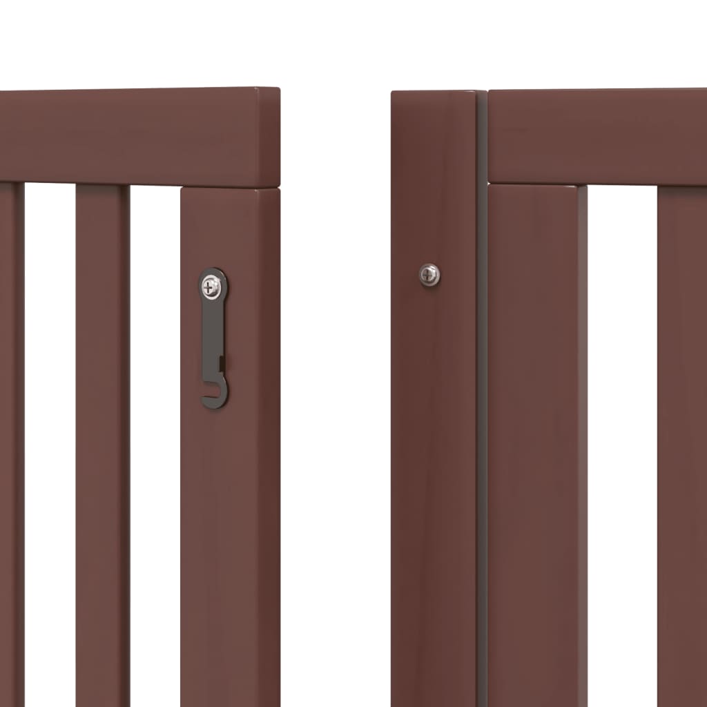 vidaXL Puerta de perros plegable 10 paneles madera álamo marrón 800 cm