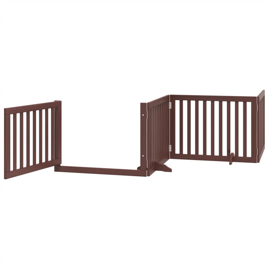 vidaXL Puerta de perros plegable 12 paneles madera álamo marrón 960 cm