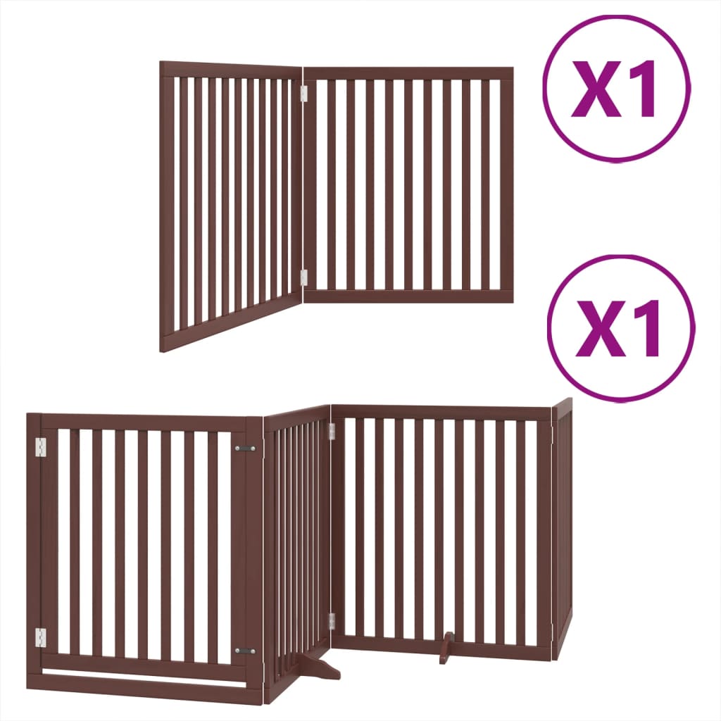 vidaXL Puerta de perros plegable 6 paneles madera álamo marrón 480 cm