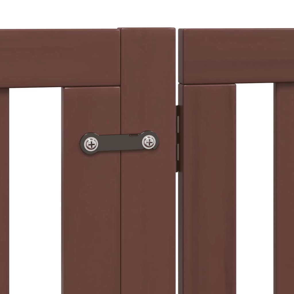 vidaXL Puerta de perros plegable 6 paneles madera álamo marrón 480 cm