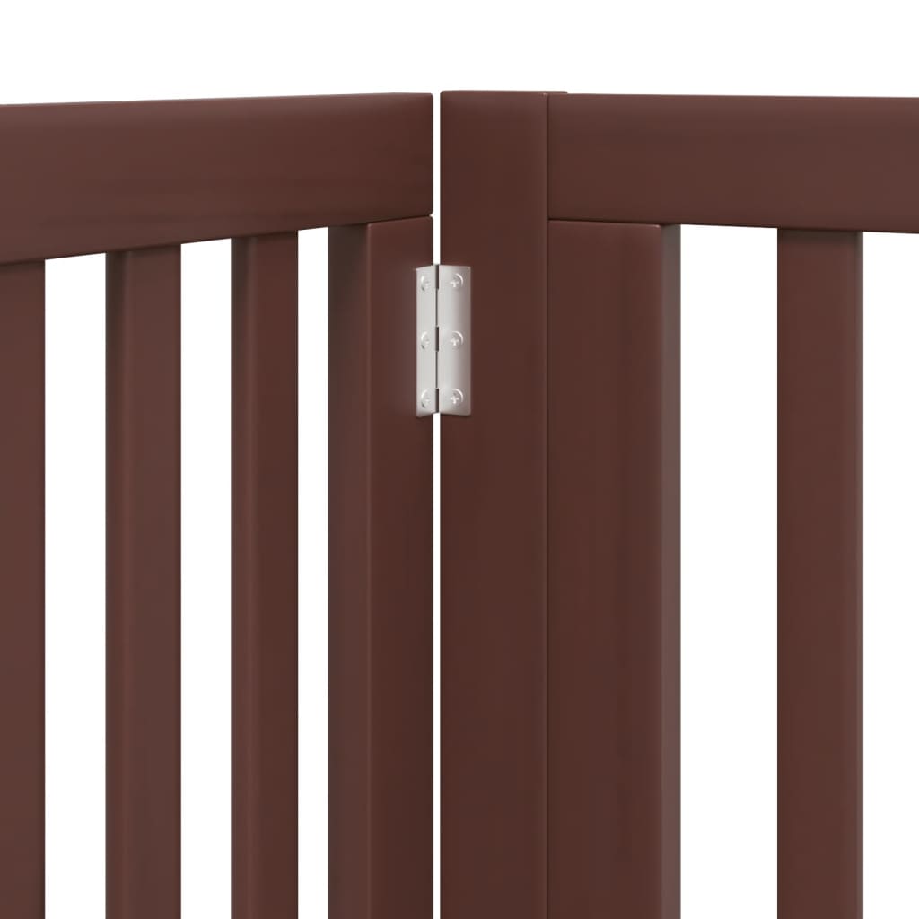 vidaXL Puerta de perros plegable 6 paneles madera álamo marrón 480 cm