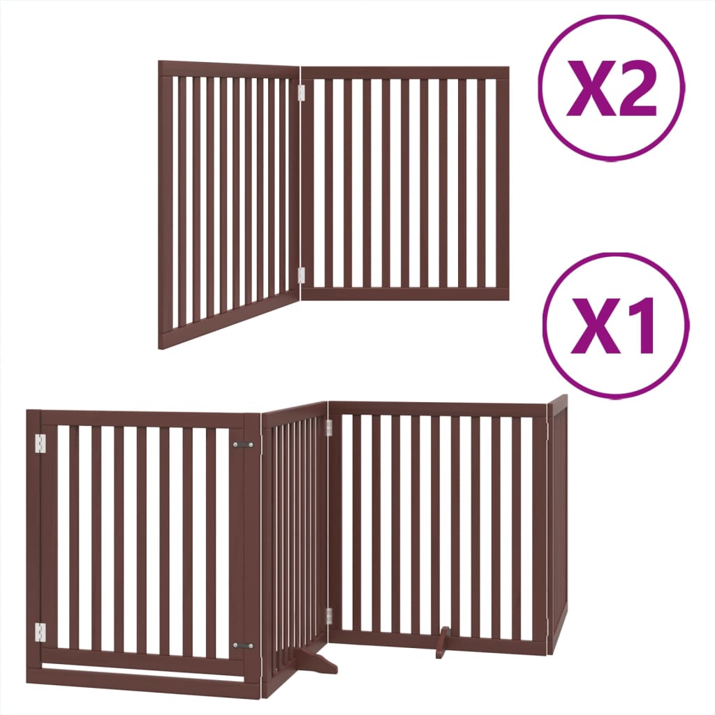 vidaXL Puerta de perros plegable 8 paneles madera álamo marrón 640 cm