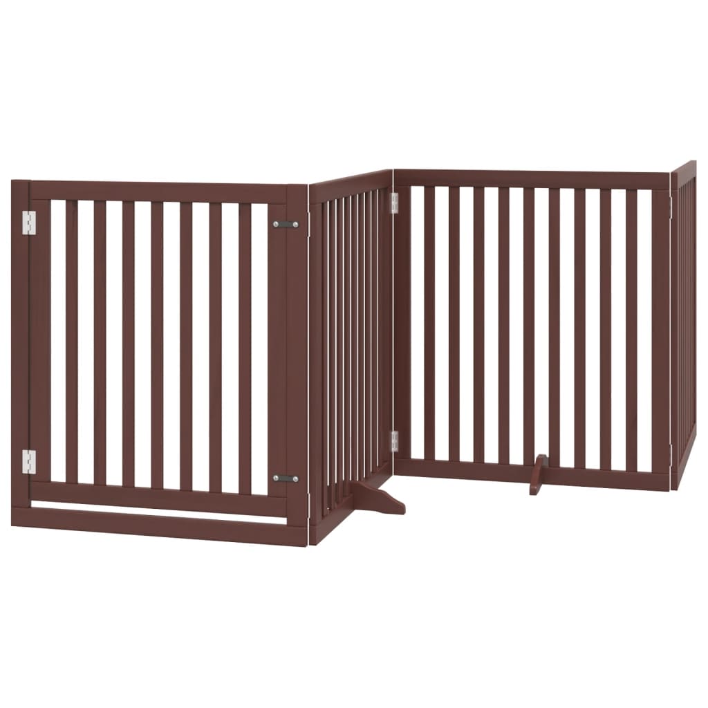 vidaXL Puerta de perros plegable 8 paneles madera álamo marrón 640 cm