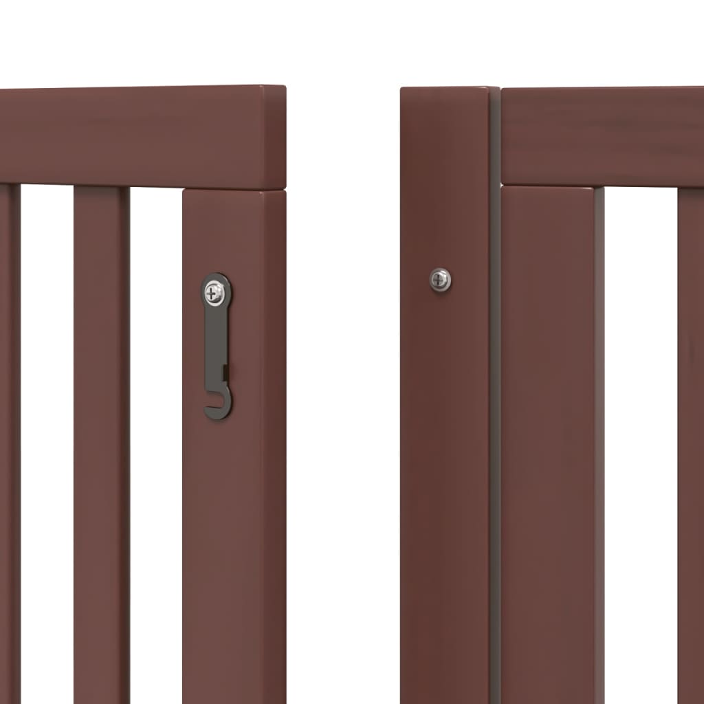 vidaXL Puerta de perros plegable 8 paneles madera álamo marrón 640 cm