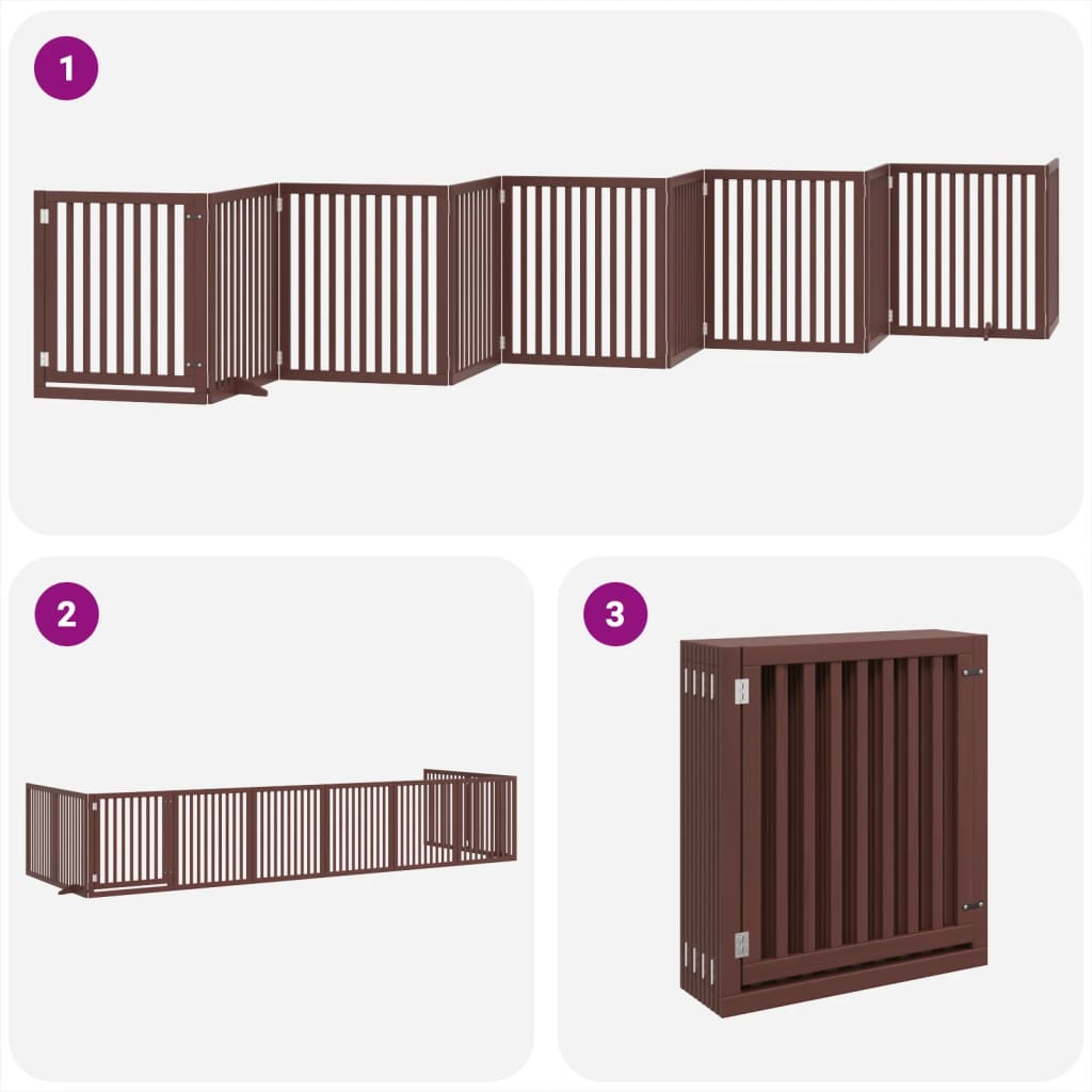 vidaXL Puerta de perros plegable 10 paneles madera álamo marrón 800 cm