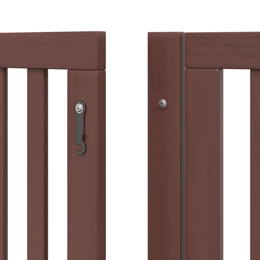 vidaXL Puerta de perros plegable 12 paneles madera álamo marrón 960 cm