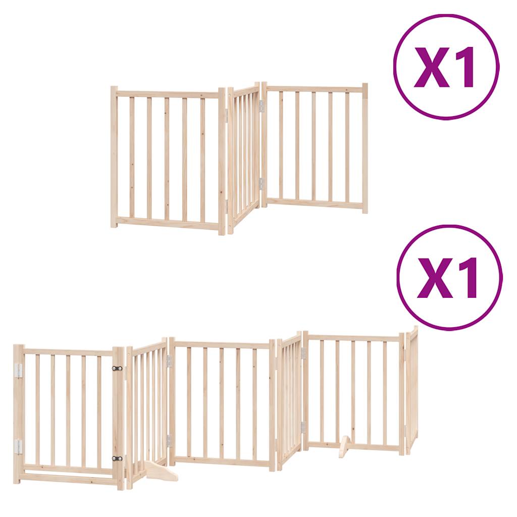 vidaXL Puerta para perros plegable 9 paneles madera de álamo 450 cm