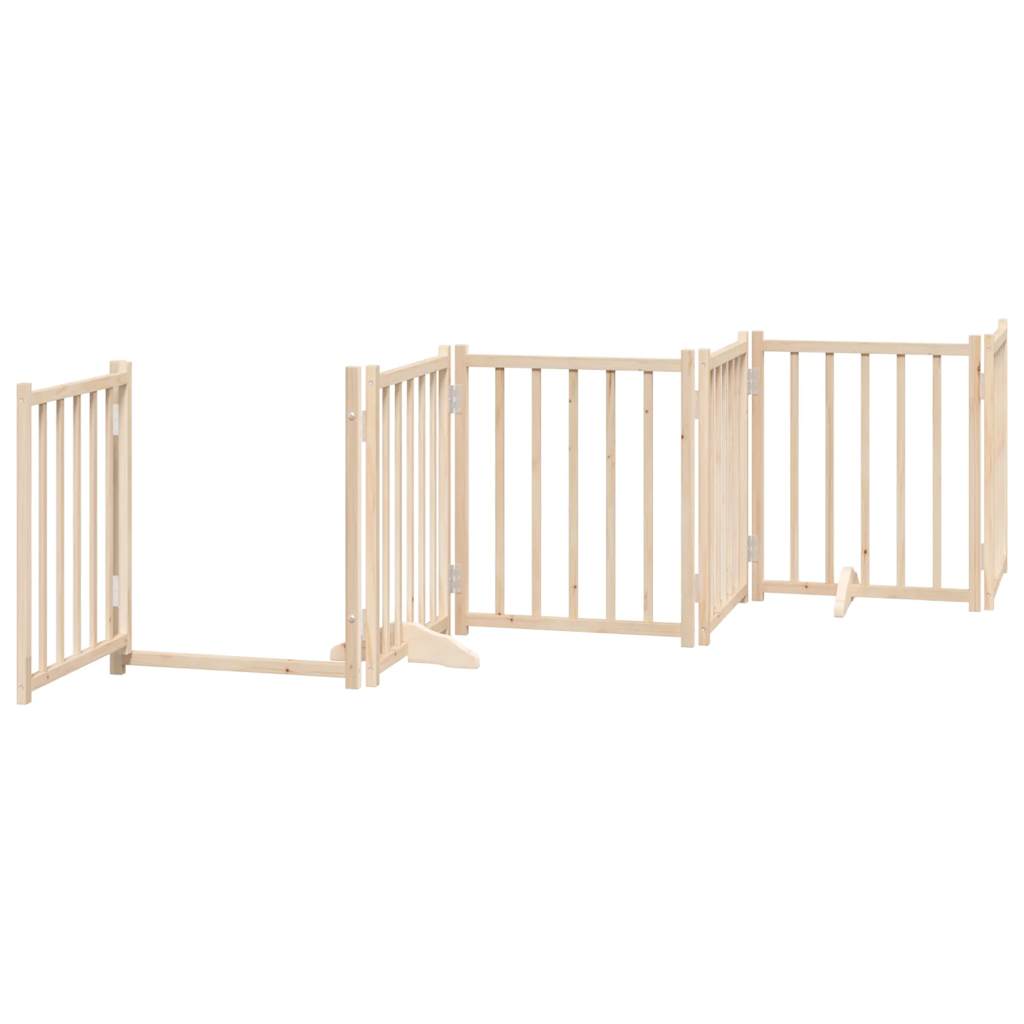 vidaXL Puerta para perros plegable 9 paneles madera de álamo 450 cm