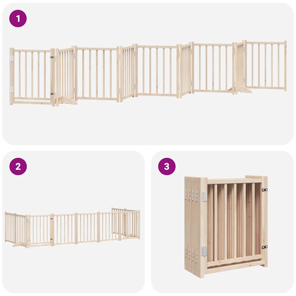 vidaXL Puerta para perros plegable 9 paneles madera de álamo 450 cm