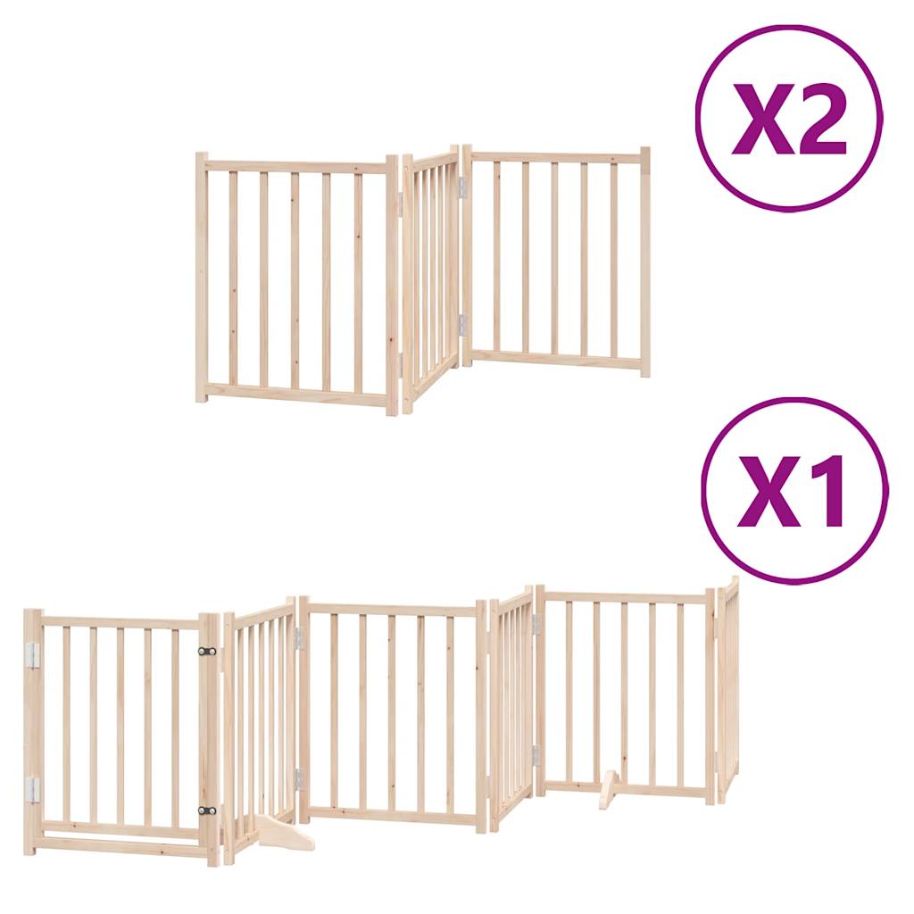 vidaXL Puerta para perros plegable 12 paneles madera de álamo 600 cm