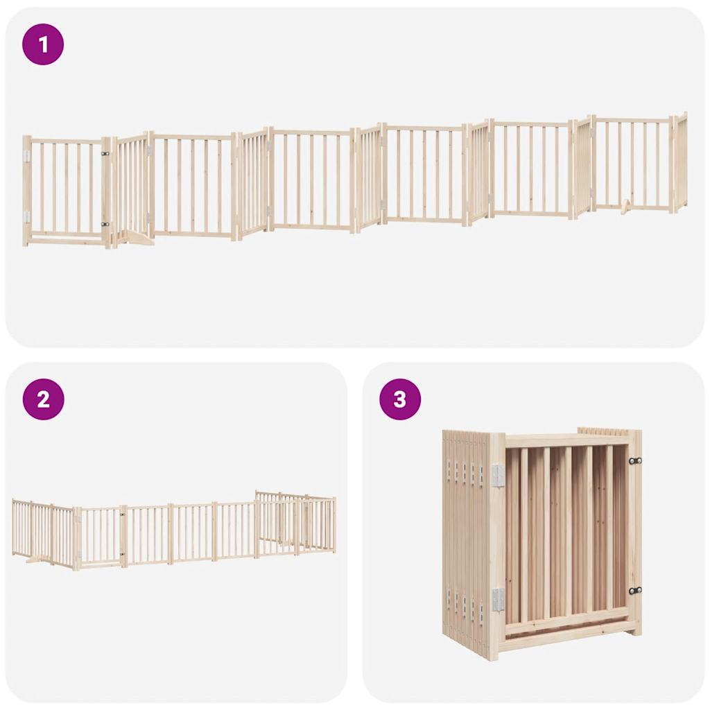 vidaXL Puerta para perros plegable 12 paneles madera de álamo 600 cm