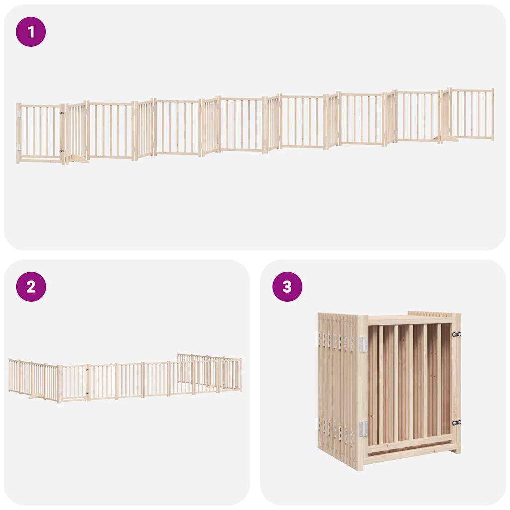 vidaXL Puerta para perros plegable 15 paneles madera de álamo 750 cm